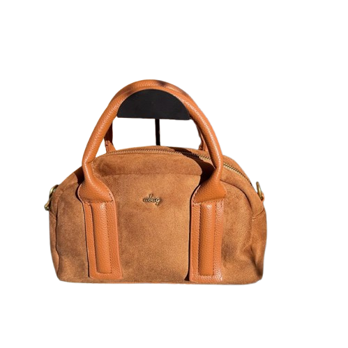 Bolso de mano tipo bowling elegante con asas de piel sintética y asa bandolera extraíble