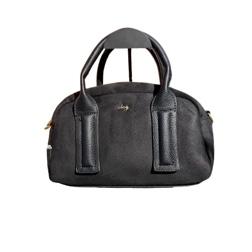 Bolso de mano tipo bowling elegante con asas de piel sintética y asa bandolera extraíble