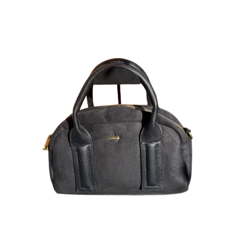 Bolso de mano tipo bowling elegante con asas de piel sintética y asa bandolera extraíble