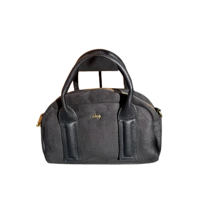 Bolso de mano tipo bowling elegante con asas de piel sintética y asa bandolera extraíble