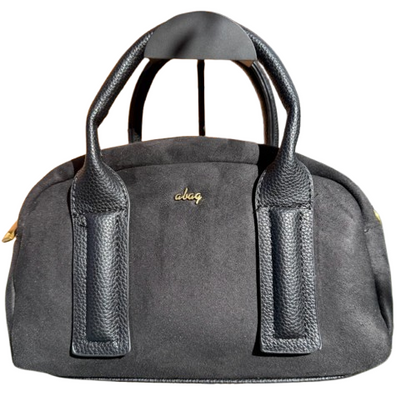 Bolso de mano tipo bowling elegante con asas de piel sintética y asa bandolera extraíble