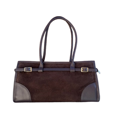 Bolso de piel de vacuno elegante con detalles de hebillas.