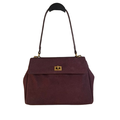 Bolso elegante granate efecto ante con cierre dorado