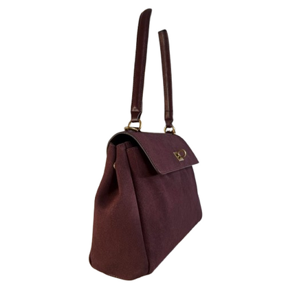 Bolso elegante granate efecto ante con cierre dorado