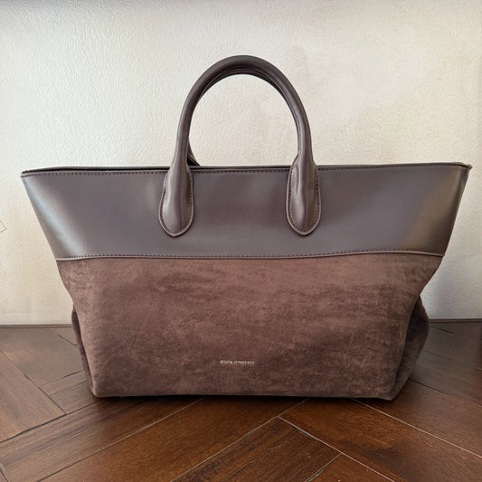 Bolso Shopper en Ecopiel y Antelina con asa de mano y asa bandolera.