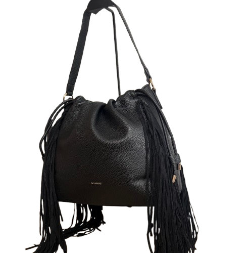 Bolso boho con flecos – Asa larga extraíble – Verde o Negro