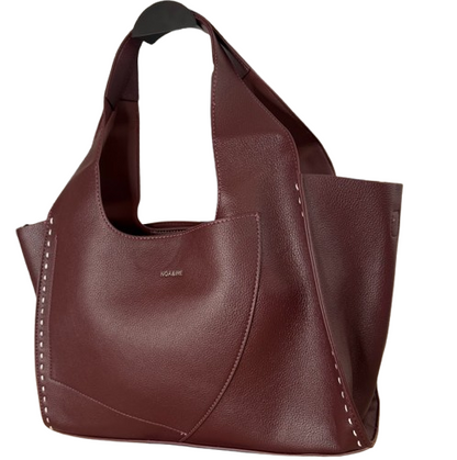 Bolso shopper elegante con neceser – efecto piel | Burdeos o Taupe