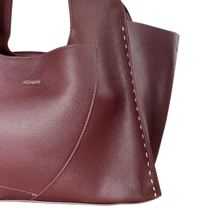 Bolso shopper elegante con neceser – efecto piel | Burdeos o Taupe