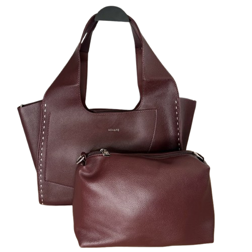 Bolso shopper elegante con neceser – efecto piel | Burdeos o Taupe