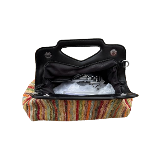 Bolso rafia multicolor con asa rígida negra y bandolera extraíble | Bolso verano mujer