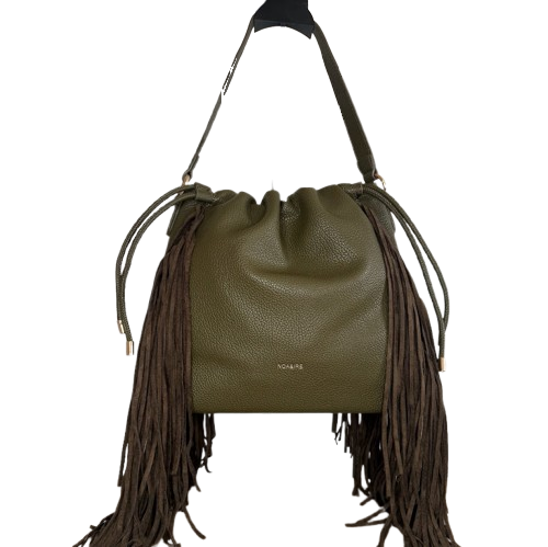 Bolso boho con flecos – Asa larga extraíble – Verde o Negro