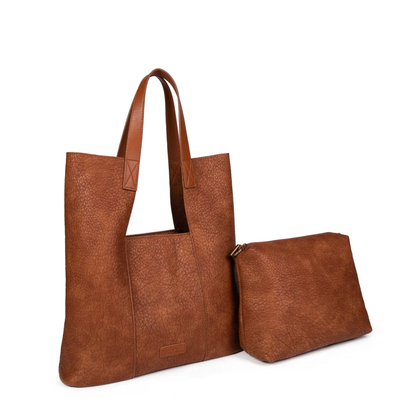 Bolso shopper efecto piel vintage con neceser incluido dos bolsos en uno.