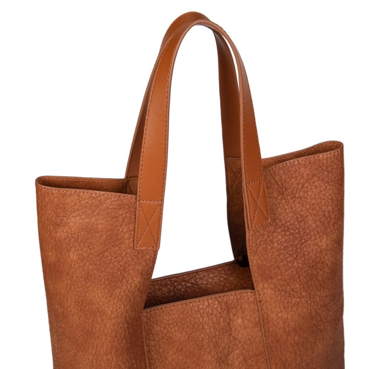 Bolso shopper efecto piel vintage con neceser incluido dos bolsos en uno.