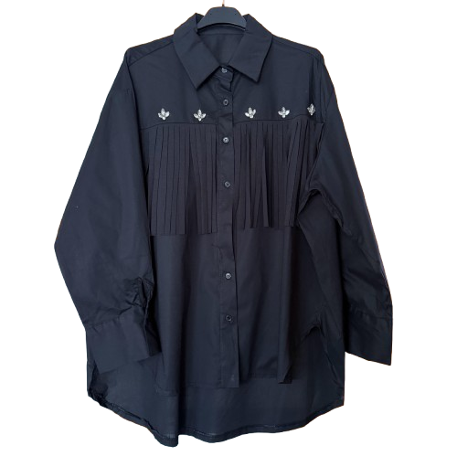 Camisa estilo western con flecos y pedrería