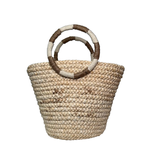 Capazo de Rafia Natural Hecho a Mano con Lazo | Bolso Verano Forro Lino