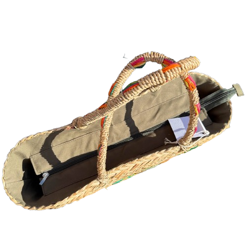 Capazo de mimbre XL bordado loro tropical | bolso verano boho chic
