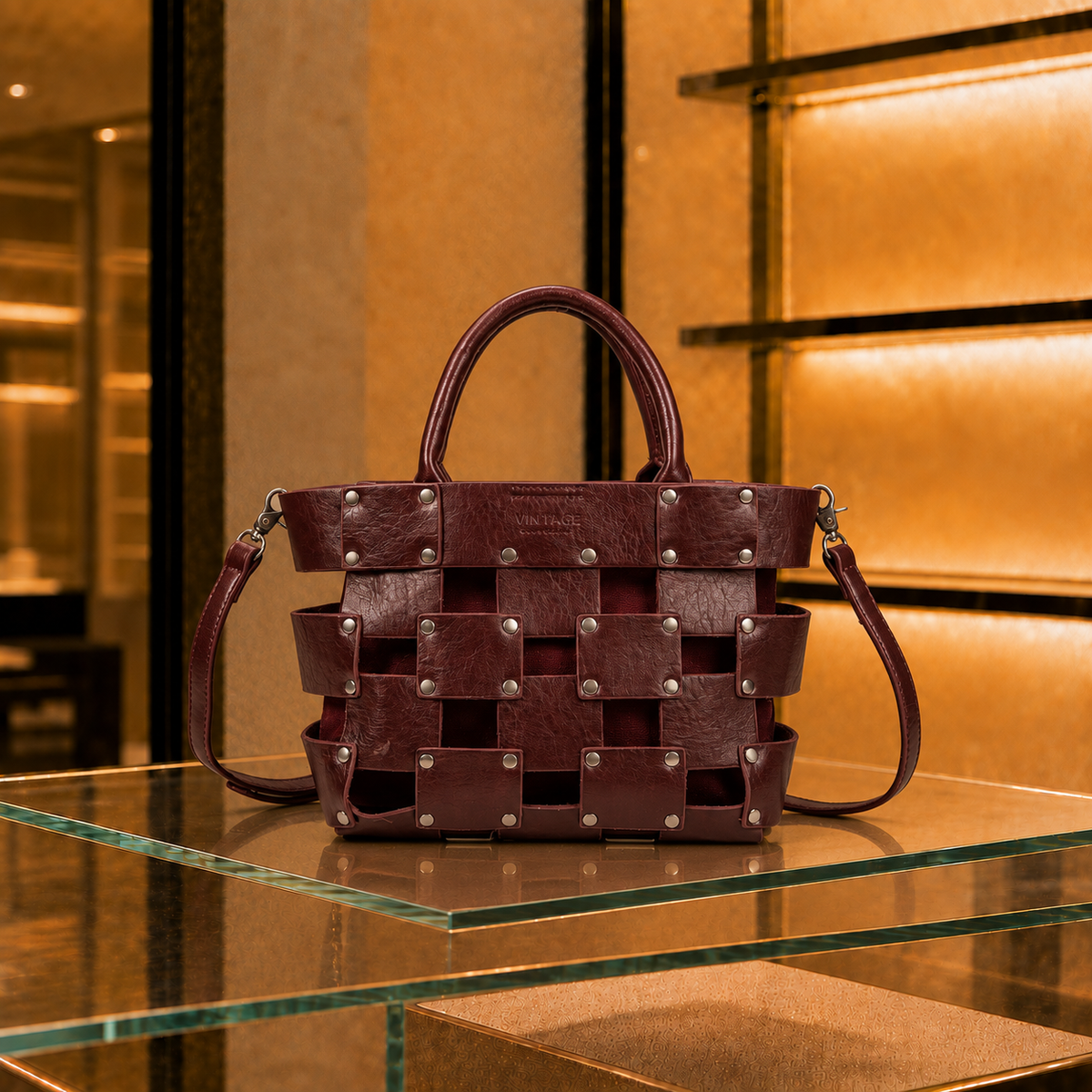 Bolso de piel 2 en 1 con bandolera interior