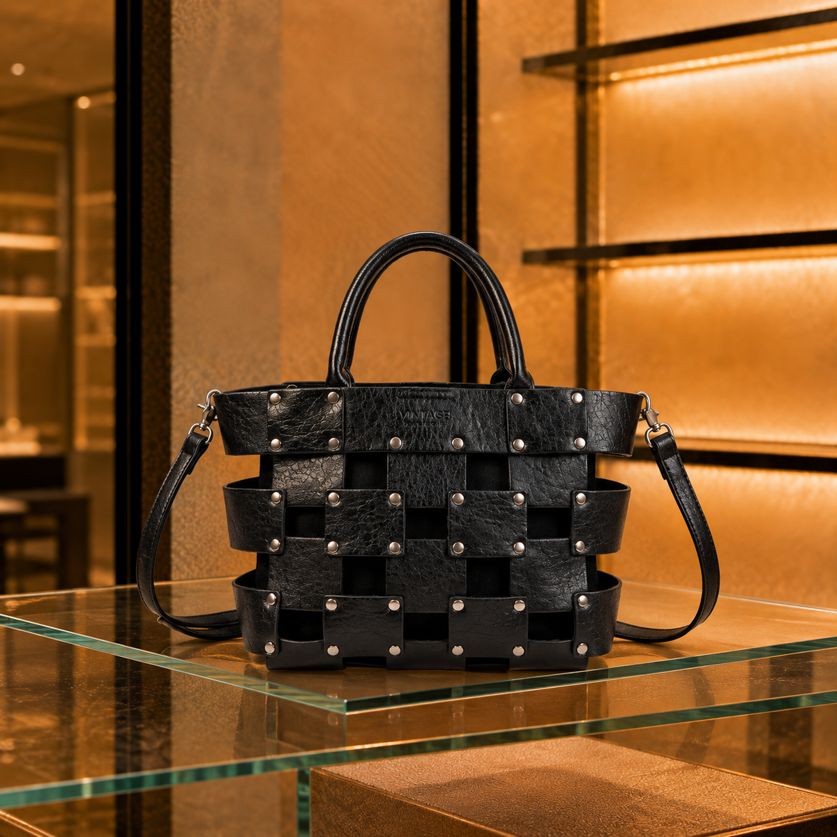 Bolso de piel 2 en 1 con bandolera interior