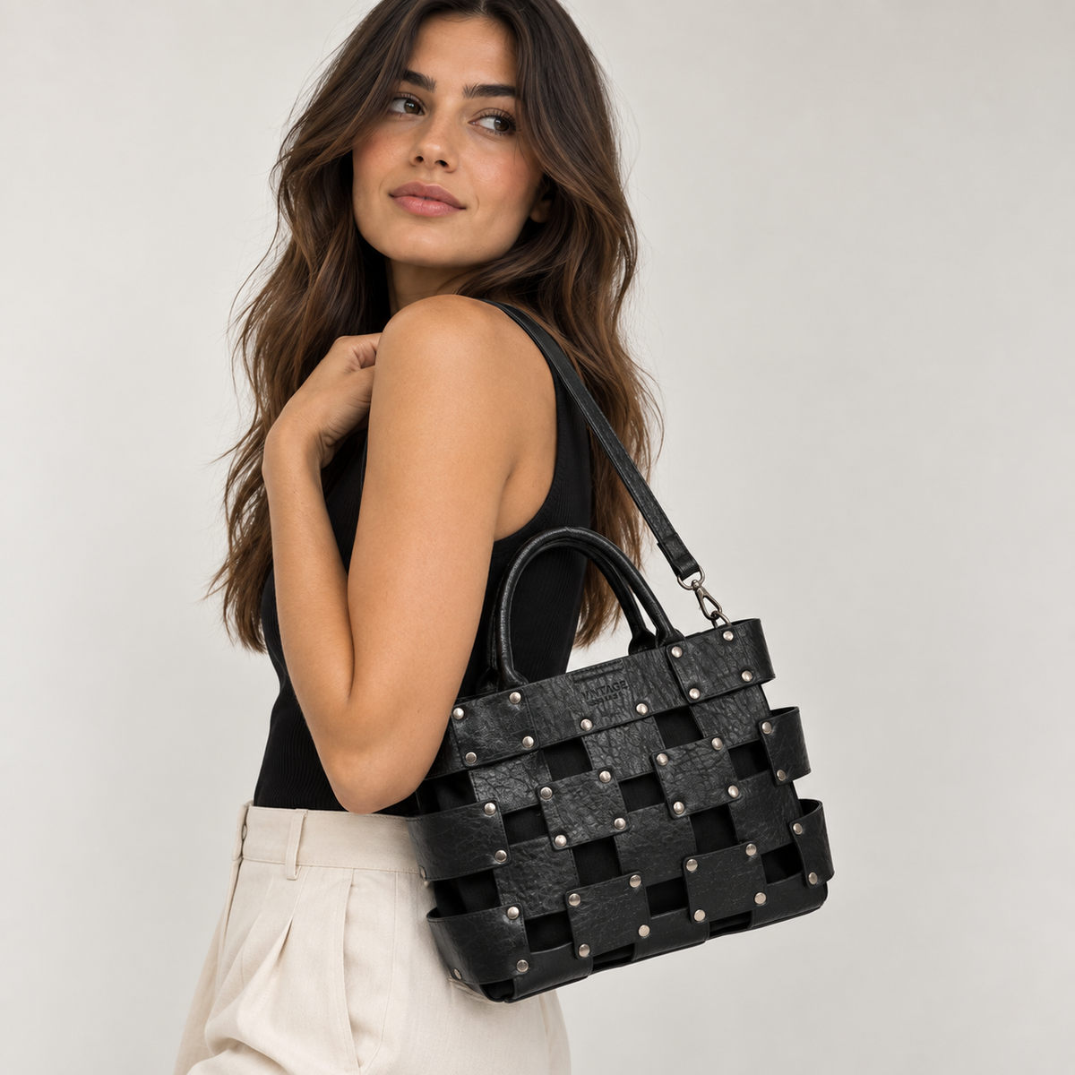 Bolso de piel 2 en 1 con bandolera interior