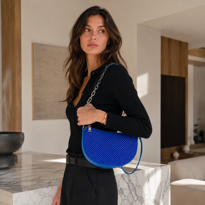 Bolso media luna strass con cadena varios colores