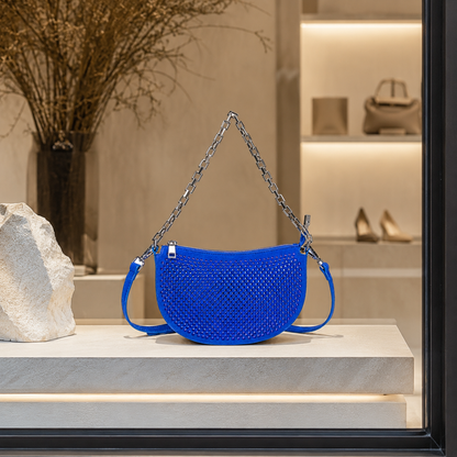 Bolso media luna strass con cadena varios colores
