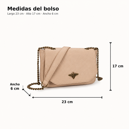 Bolso bandolera con cadena y detalle abeja varios colores