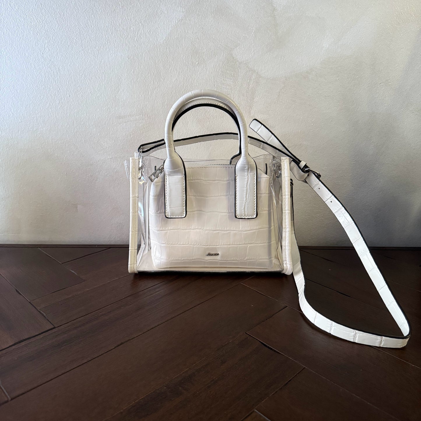 Bolso transparente con neceser interior efecto cocodrilo