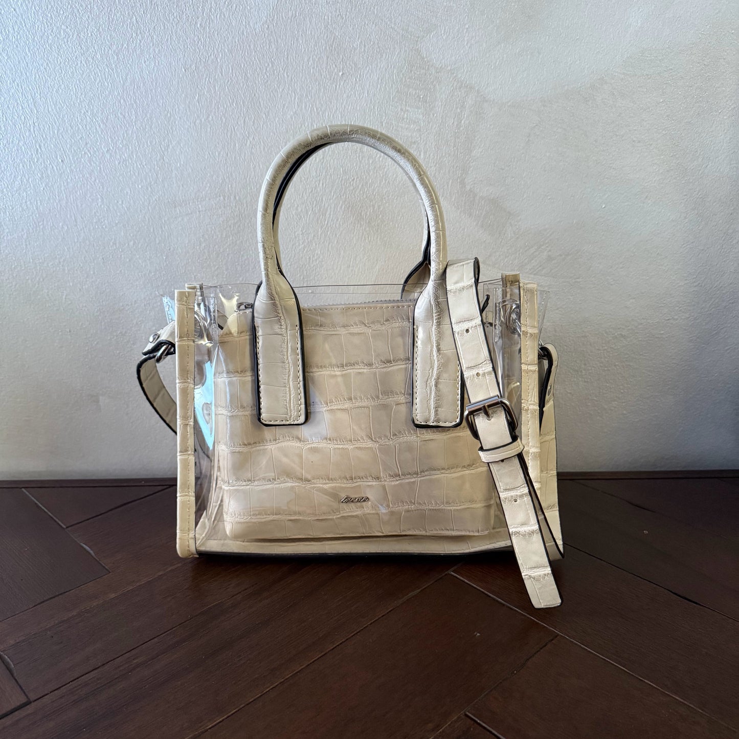 Bolso transparente con neceser interior efecto cocodrilo