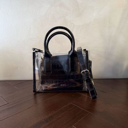 Bolso transparente con neceser interior efecto cocodrilo
