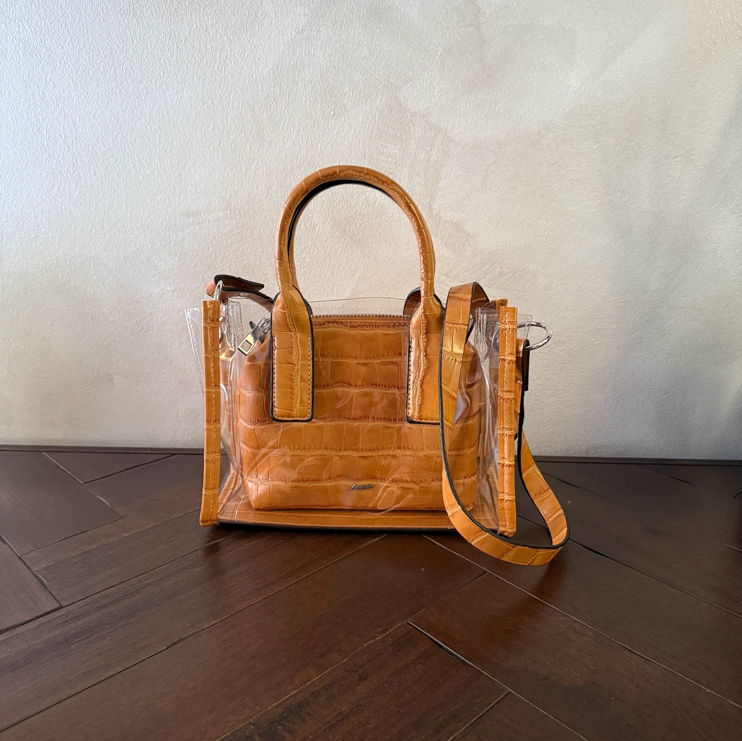 Bolso transparente con neceser interior efecto cocodrilo