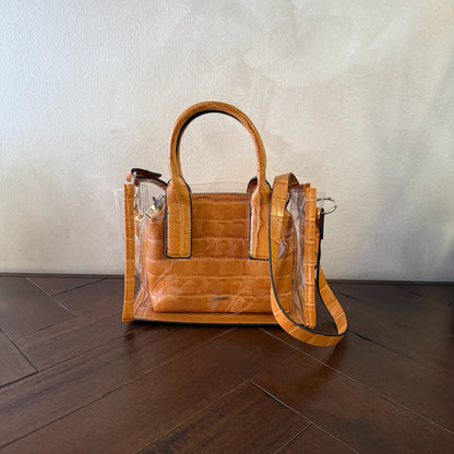Bolso transparente con neceser interior efecto cocodrilo
