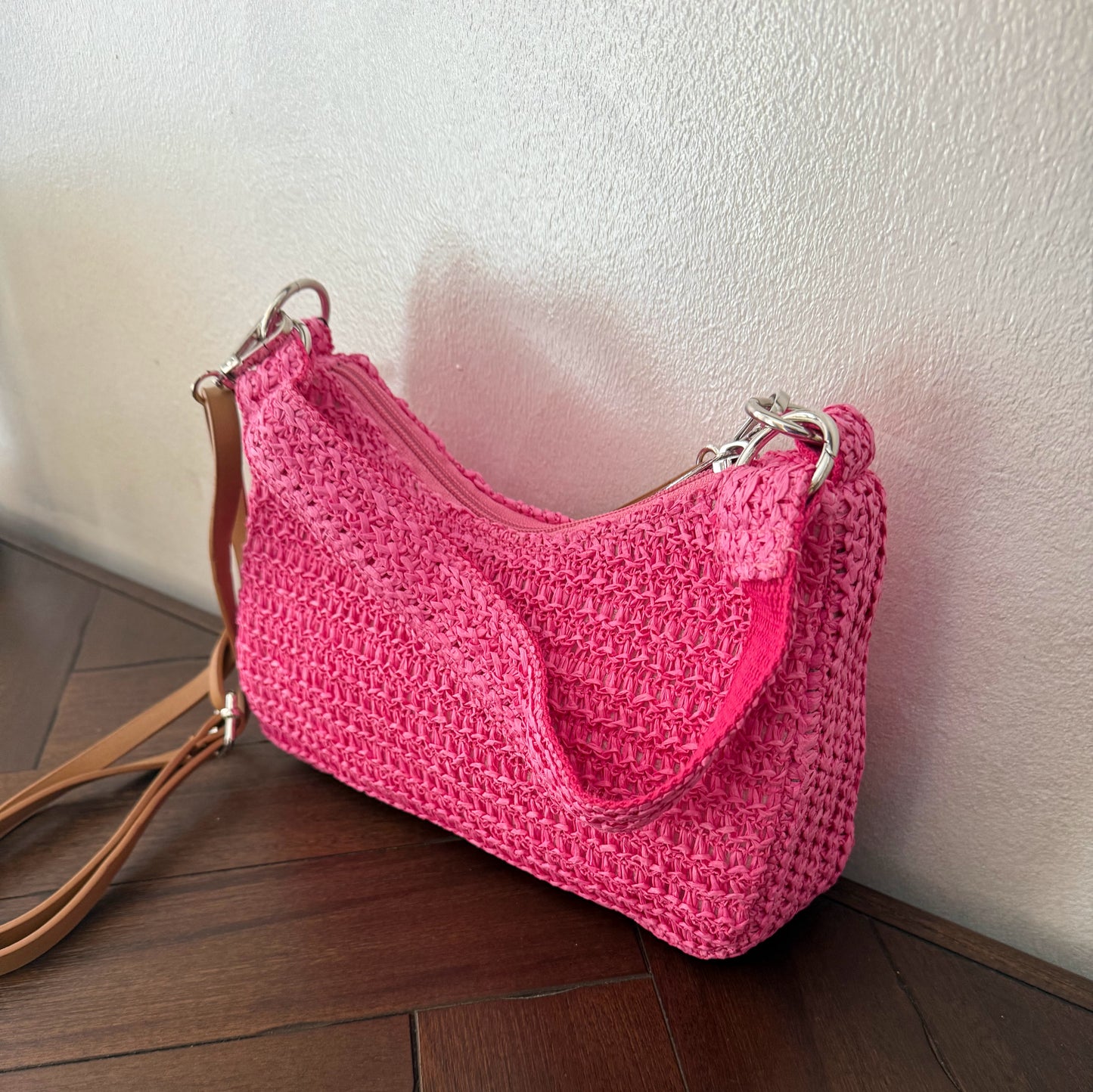Bolso Rafia asa de hombro + asa bandolera
