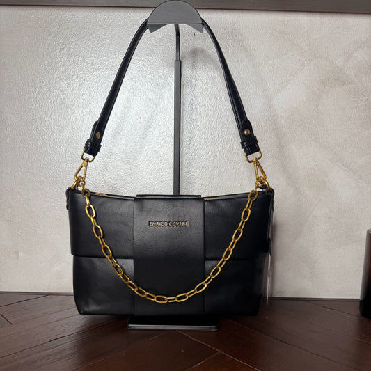 Bolso acolchado con cadena dorada, asa corta y bandolera