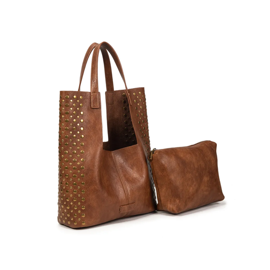 Bolso shopper con tachuelas + neceser.
