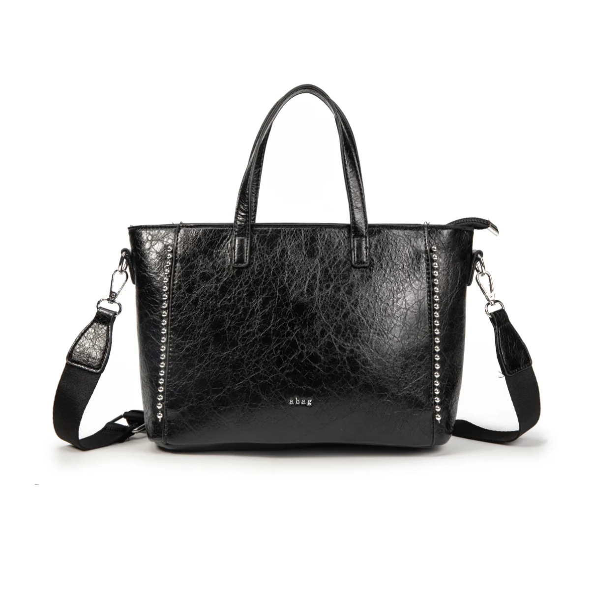 Bolso shopper con asas o bandolera con cadena de bolitas plateadas
