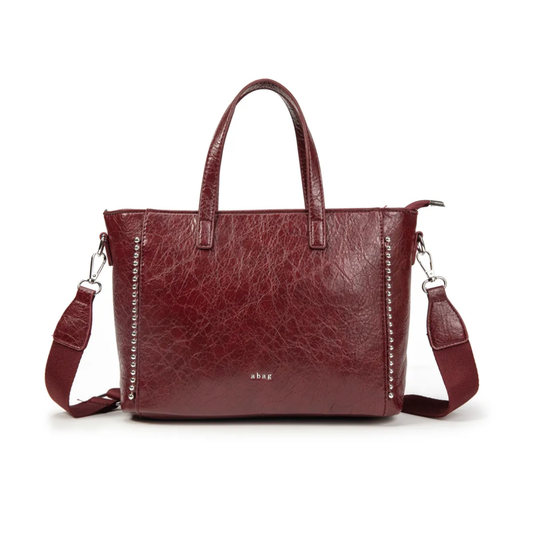 Bolso shopper con asas o bandolera con cadena de bolitas plateadas