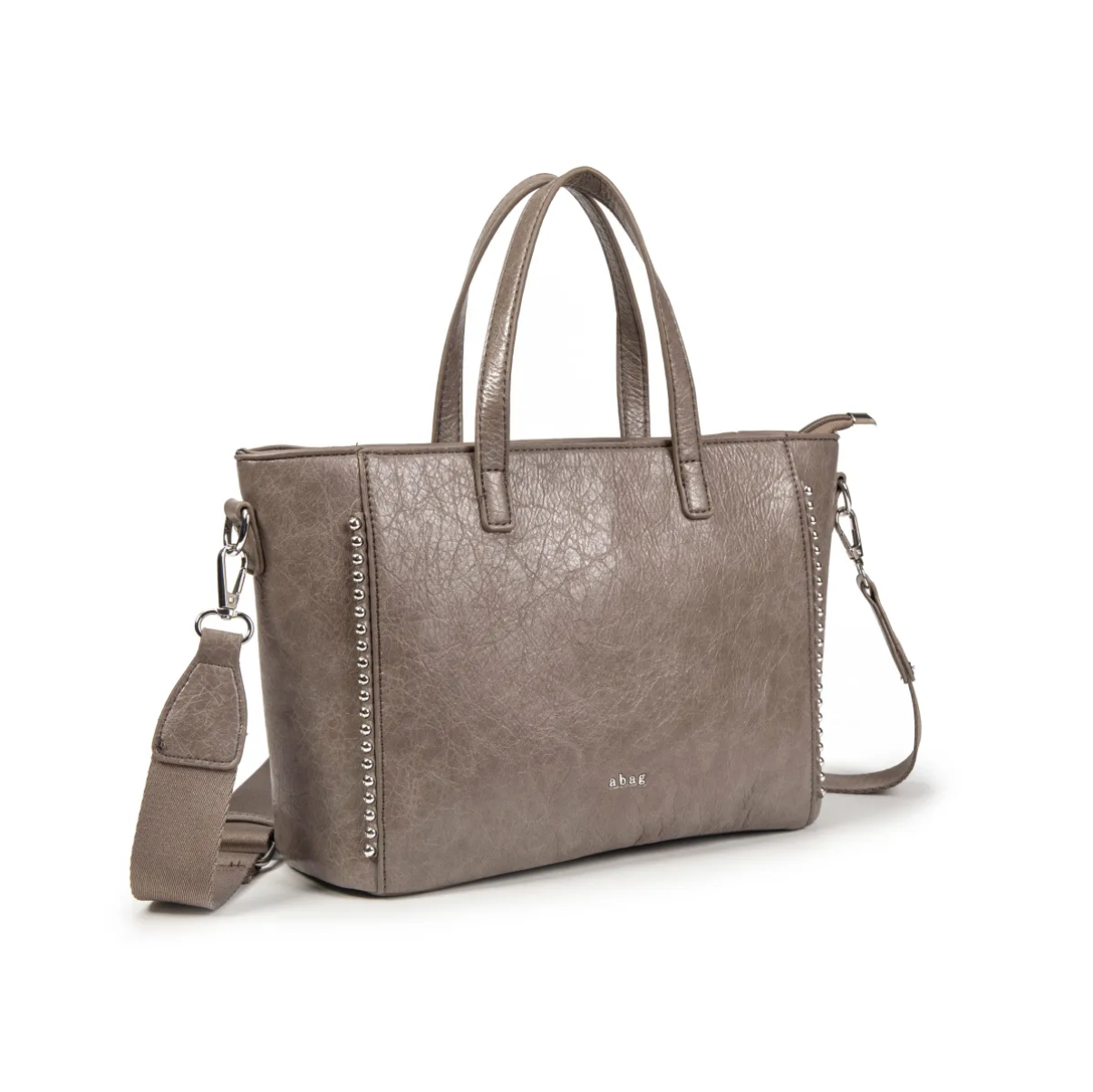 Bolso shopper con asas o bandolera con cadena de bolitas plateadas