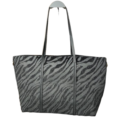 Bolso shopper negro reversible con estampado cebra glitter