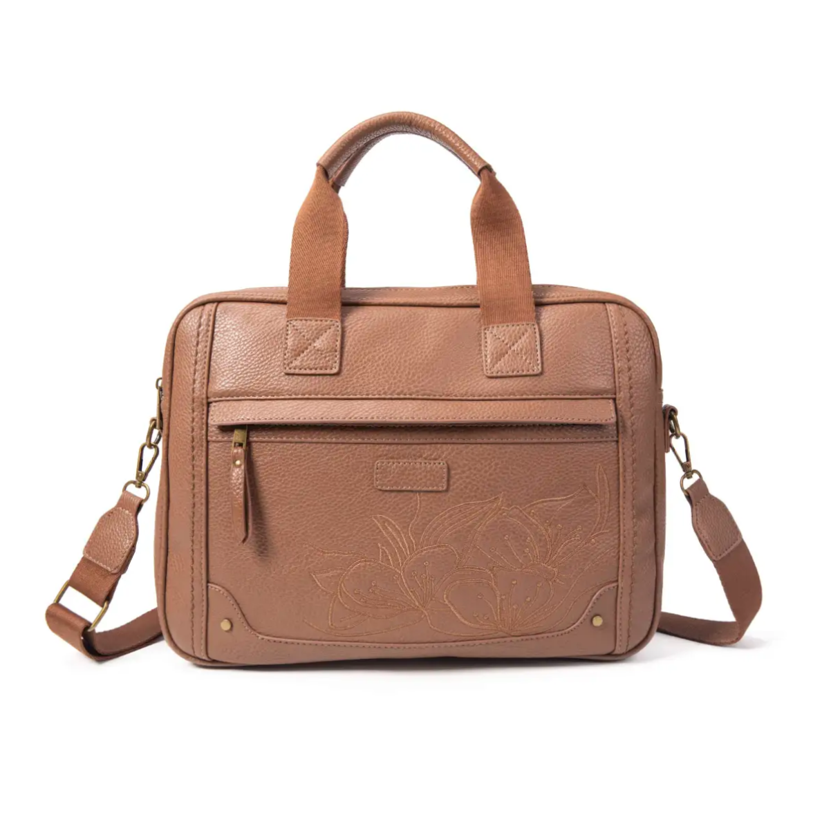 Maletín para portátil de 14” con bordado floral – Elegancia y funcionalidad en un solo diseño.