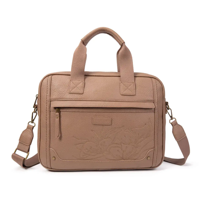 Maletín para portátil de 14” con bordado floral – Elegancia y funcionalidad en un solo diseño.