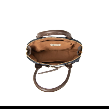 Interior forrado del bolso satchel azul