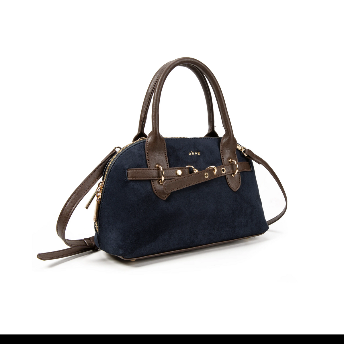 Bolso satchel azul, vista lateral