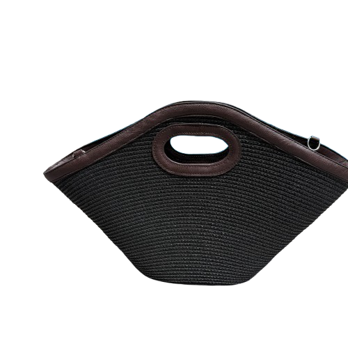 Bolso capazo de rafia negro choco vista frontal