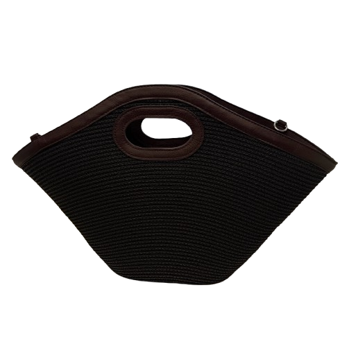 Bolso capazo de rafia negro choco