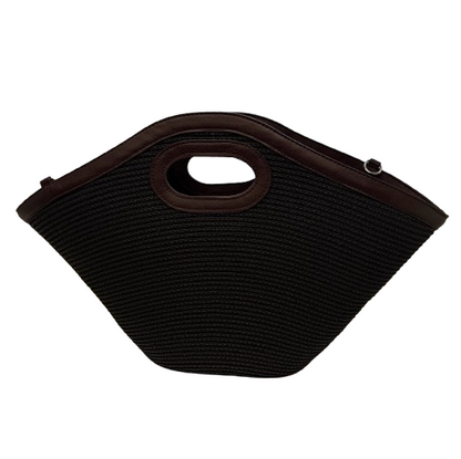 Bolso capazo de rafia negro choco