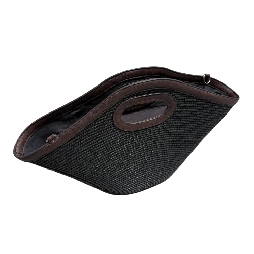 Bolso capazo de rafia negro choco vista lateral