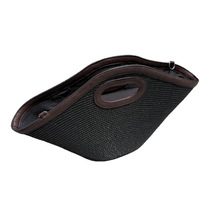 Bolso capazo de rafia negro choco vista lateral
