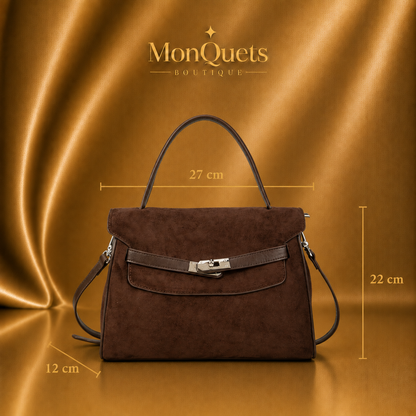 Bolso de mano efecto ante Coffee, medidas 27 x 12 x 22 cm