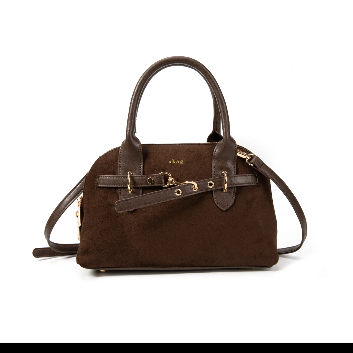 Bolso satchel coffee efecto ante, vista frontal