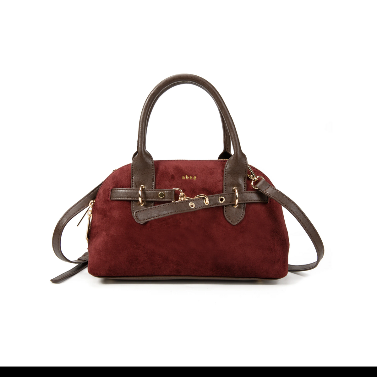 Bolso satchel vino efecto ante, vista frontal